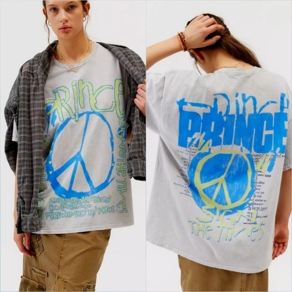 UO Prince Sign O' The Times 1987 Album Baggy Tee in Distressed Gray Sz L/XL NWT - Picture 1 of 9